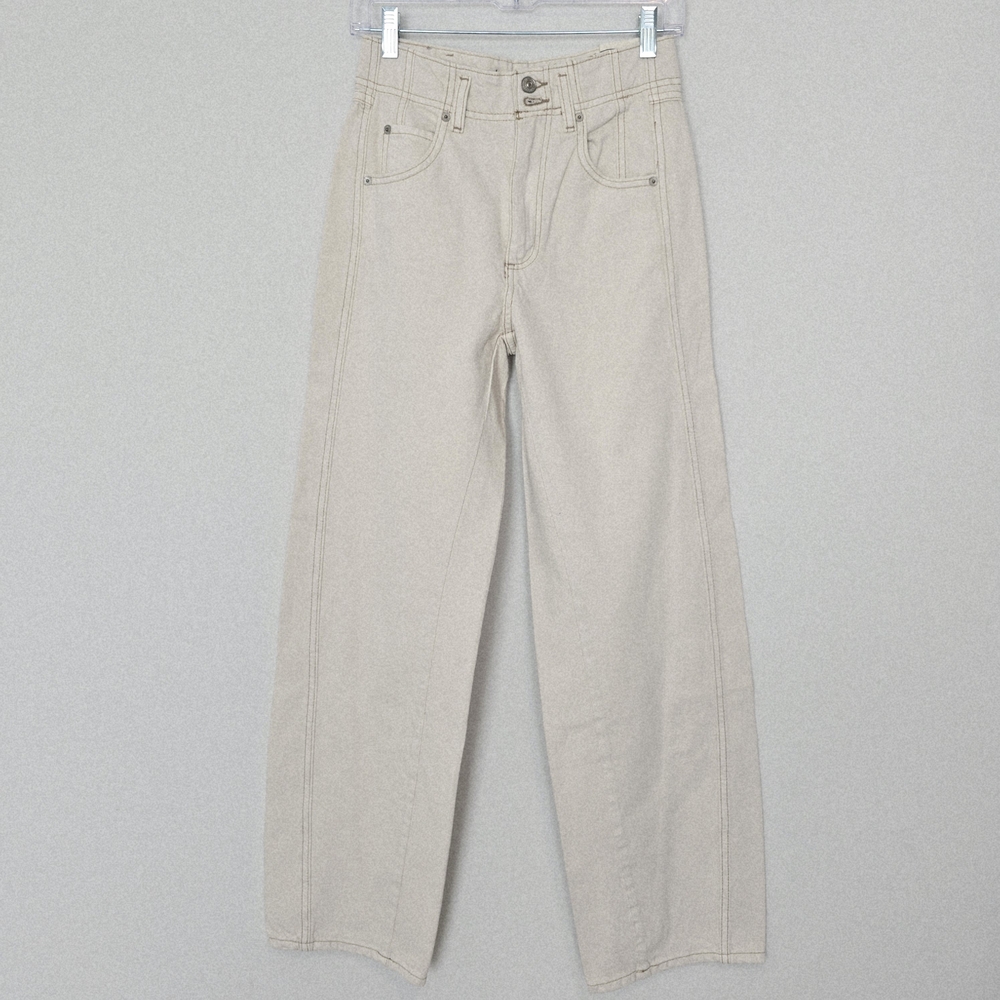Free People Cream Wide Leg Jeans